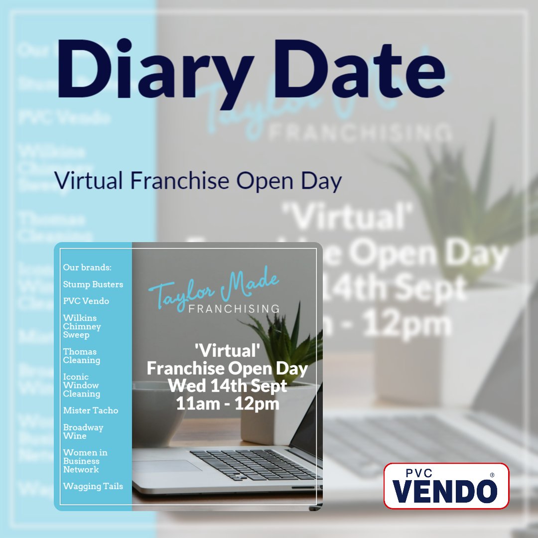 Is it time to regain some control of your working life? Would you like to be self-employed and set your own hours but with experienced support? In which case franchising could be for you. Join us for this virtual open day. Meet the team. #Franchising