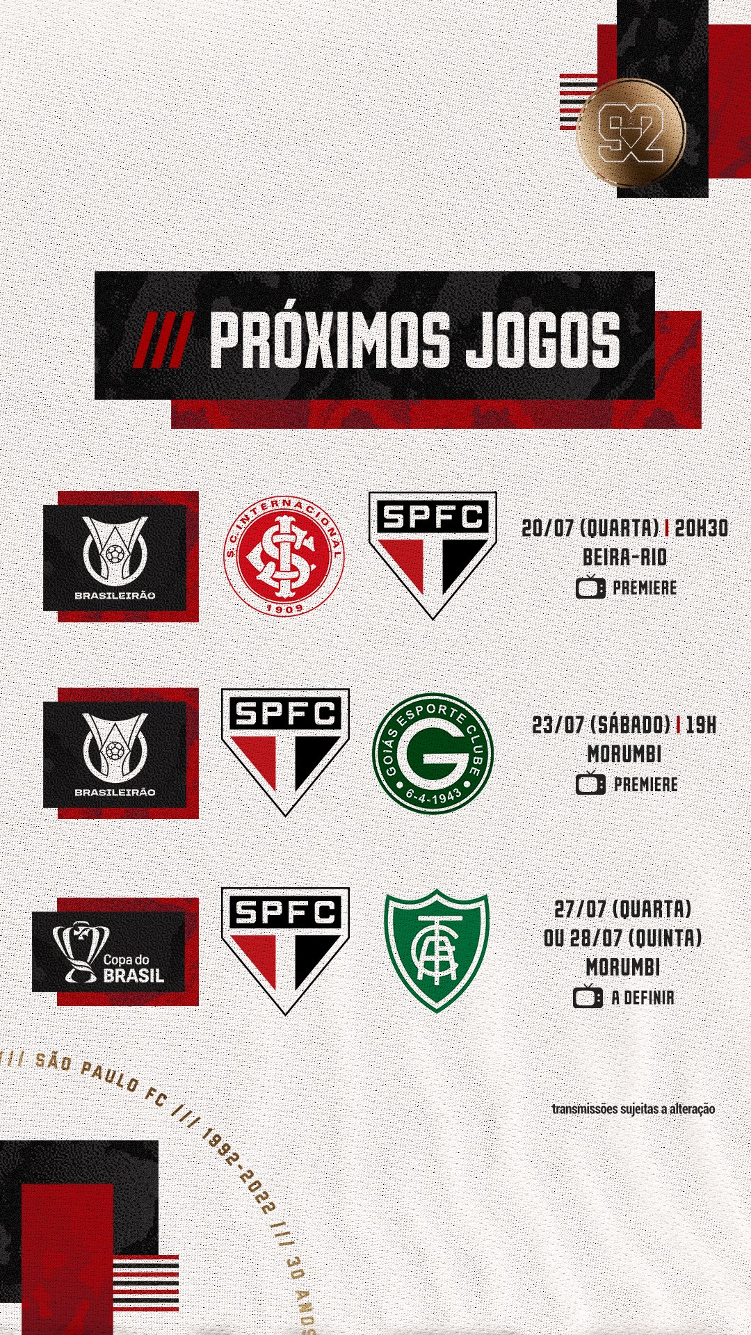 Próximos jogos do São Paulo: data, horário e onde assistir?