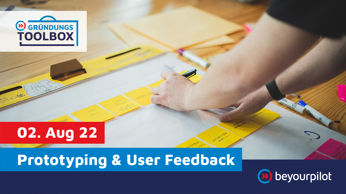Bei unserer "Gründungstoolbox – Prototyping &amp; User Feedback" am 02.08. lernst du verschiedene Formen und Möglichkeiten des Prototypings kennen und erfährst, wie wertvoll die frühzeitige Umsetzung deiner Geschäftsidee in ein konkretes Modell sein kann. 
beyourpilot.de/kalender/detai…