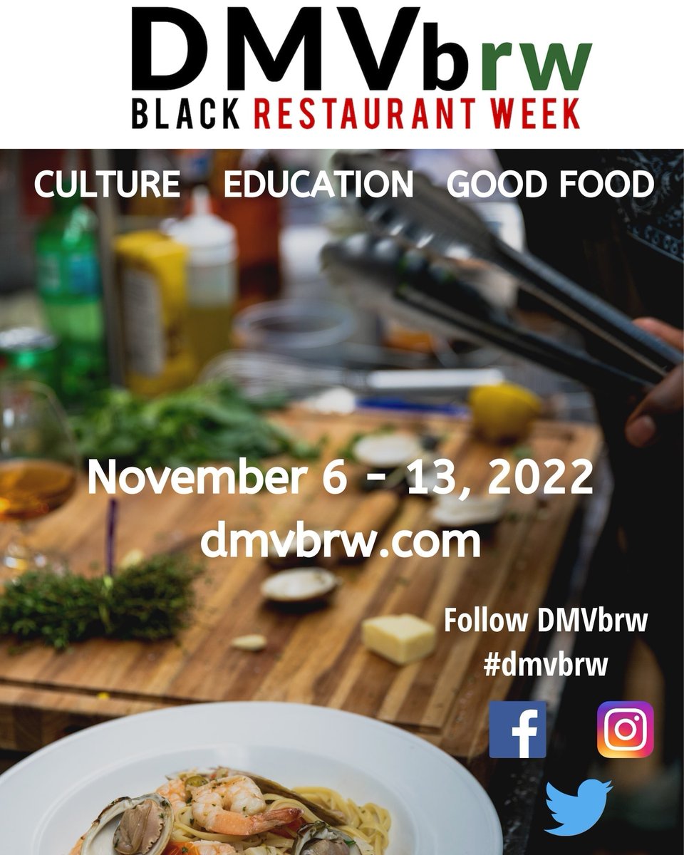 DMVbrw's tweet photo. SAVE THE DATE 

The 5th Annual DMV Black Restaurant Week is November 6th-13th, 2022.  #AlwaysNovember #dmvbrw2022 #dmvbrw #FOOD #WELLNESS #SocialImpact #tastetheculture https://t.co/HrmrFjd8ZG