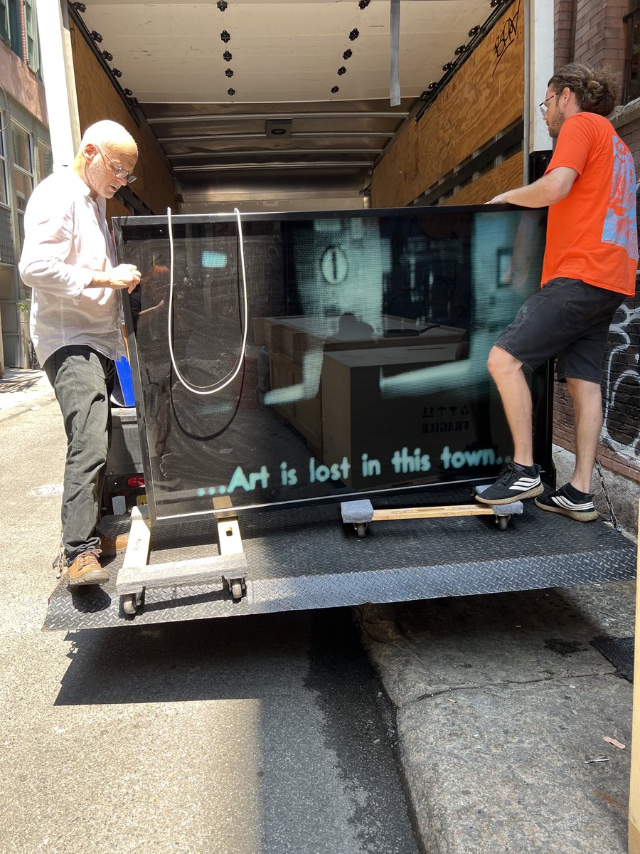 BOOM! The Postmasters' office signature lightbox by Wolfgang Staehle departs from Tribeca. ....Art is lost in this town....(1989 and counting)