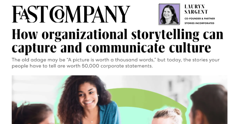 Stories_Inc's tweet photo. Our co-founder and partner Lauryn Sargent details in @FastCompany how organizational storytelling can help companies best communicate culture. Read this awesome piece here: https://t.co/FLMpT85mhS 
#culture #stories