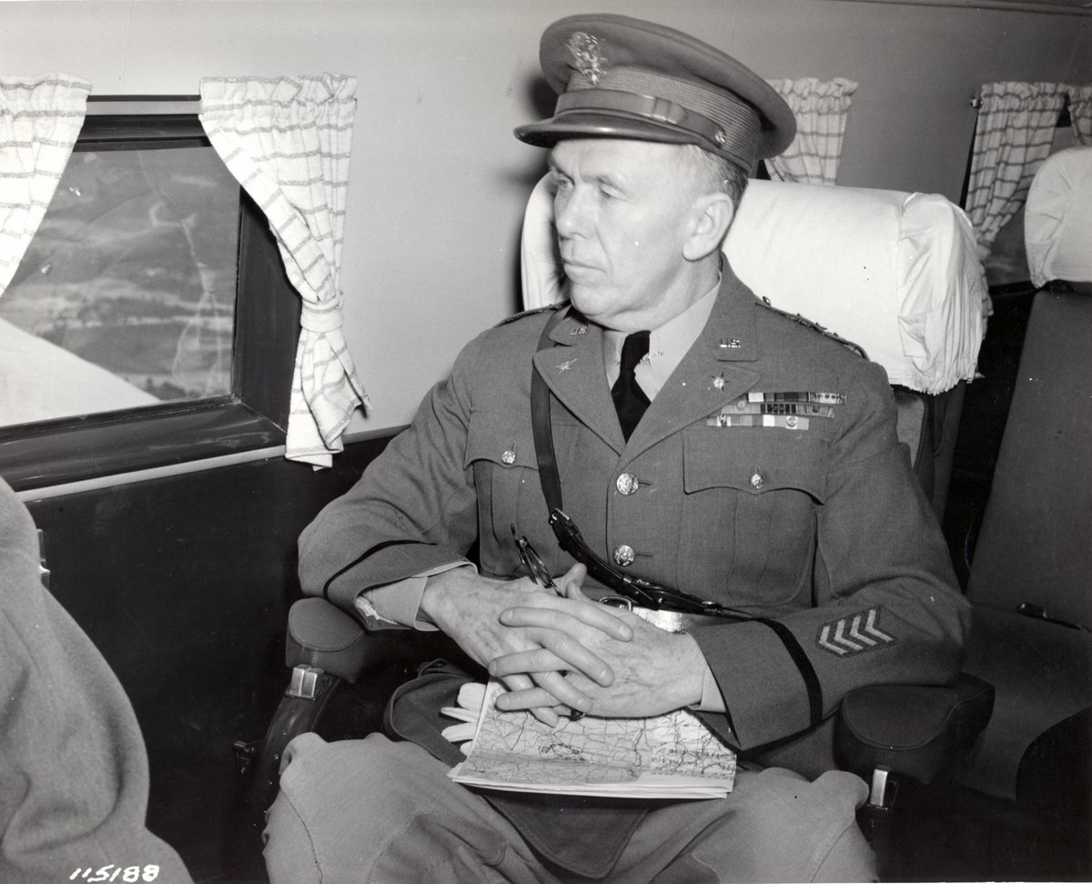 MelissasLibrary's tweet photo. "Where is Marshall today?
Traveling. Gen. Marshall traveled a lot as he like to see training, exercises, even the front.
Might be flying to see training with the map in his lap. Marshall enjoyed Westerns, too.
#WheresMarshall
#MarshallFoundationLibrary https://t.co/Ub5yXga9d4