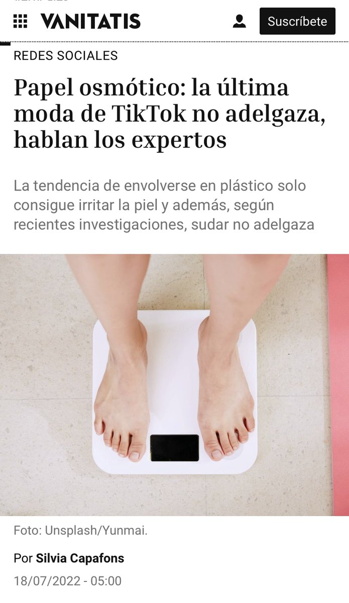 Papel osmótico para adelgazar: la última moda sin sentido de Tiktok. Ni sudar adelgaza, ni elimina toxinas. Mi último tema en <a href="/vanitatis/">Vanitatis</a> asesorado por <a href="/dr_anamolina/">Dr. Ana Molina</a> bit.ly/3zi67HS