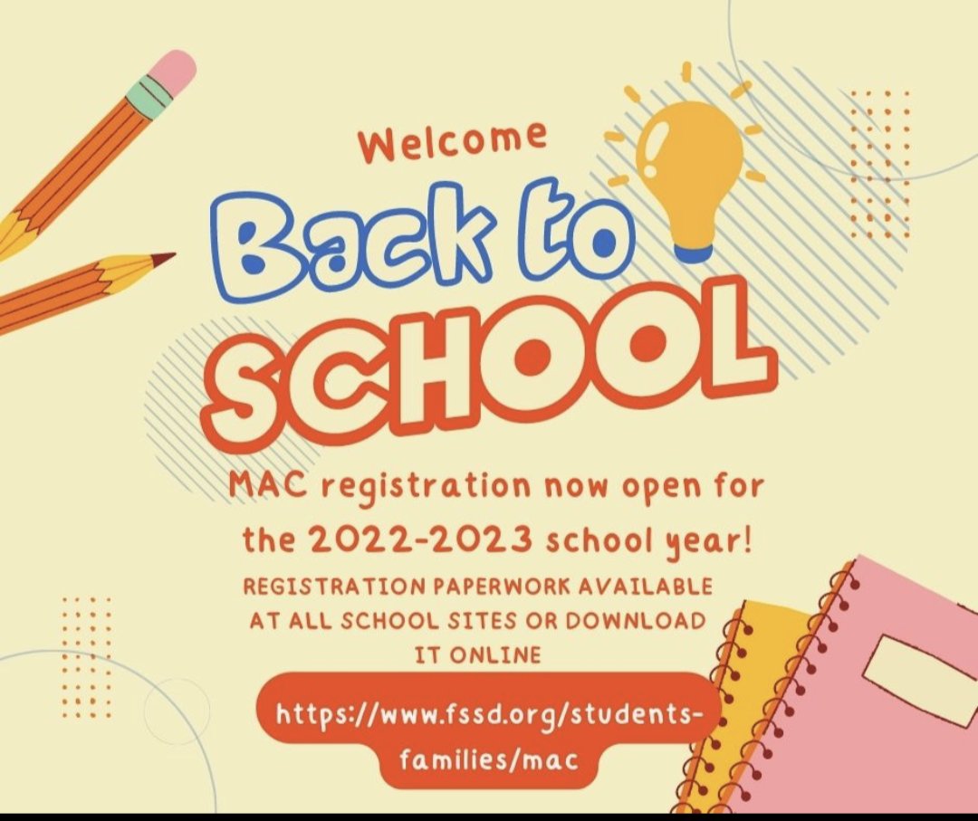 Attention parents! Registration is now open for MAC for the 2022-2023 school year!