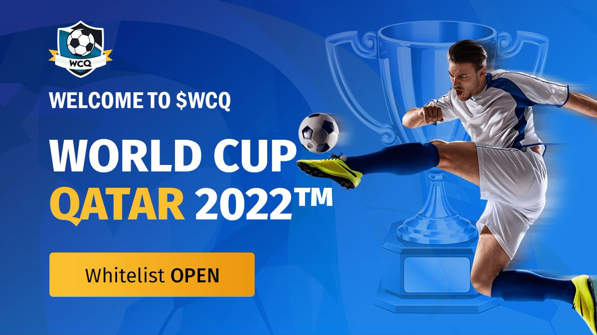 Welcomes the big family $WCQ 🏆⚽️ that loves cryptocurrency and has a special love for football 😍

⚽ It was made for all football fans around the world and to celebrate the upcoming FIFA World Cup in Qatar 2022™.

🎇Get your WHITELIST now : gleam.io/Ei7Lj/wcq-whit…