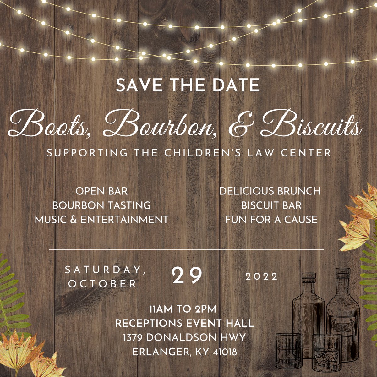 childrenslaw's tweet photo. BOOTS, BOURBON, AND BISCUITS is on Oct 29, 2022, so save the date, everyone! https://t.co/tl3tMhwLxT
