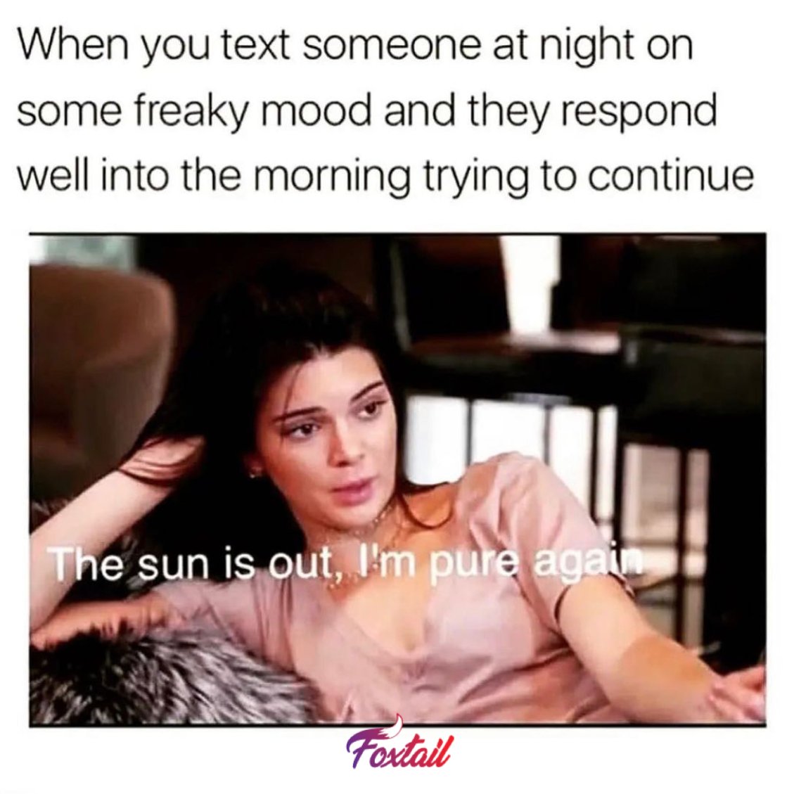 FoxtailApp's tweet image. Who relates? 😈

#fyp #funnymeme #kinkymeme #relatablememe #humor #funny #naughty #sexting #flirting #dating #kinkydating #kinkyflirting #kendelljennner #keepingupwiththekardashians