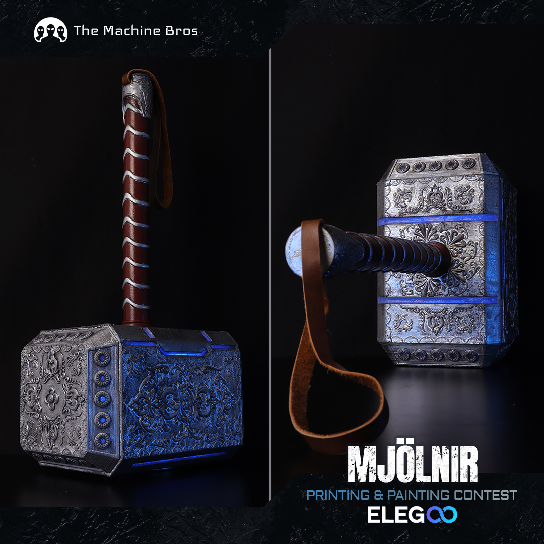 TheMachineBros's tweet photo. Elegoo's contest 3D Printing &amp; Painting Thor's Hammer Mojlnir! #3DPrinting #3DPrint #Makers #Thor #Mjolnir #Marvel #3DPrintingIdeas #3DModel #Cosplay #Hammer #hobby #Hobbies https://t.co/Xl8UWfLa0B