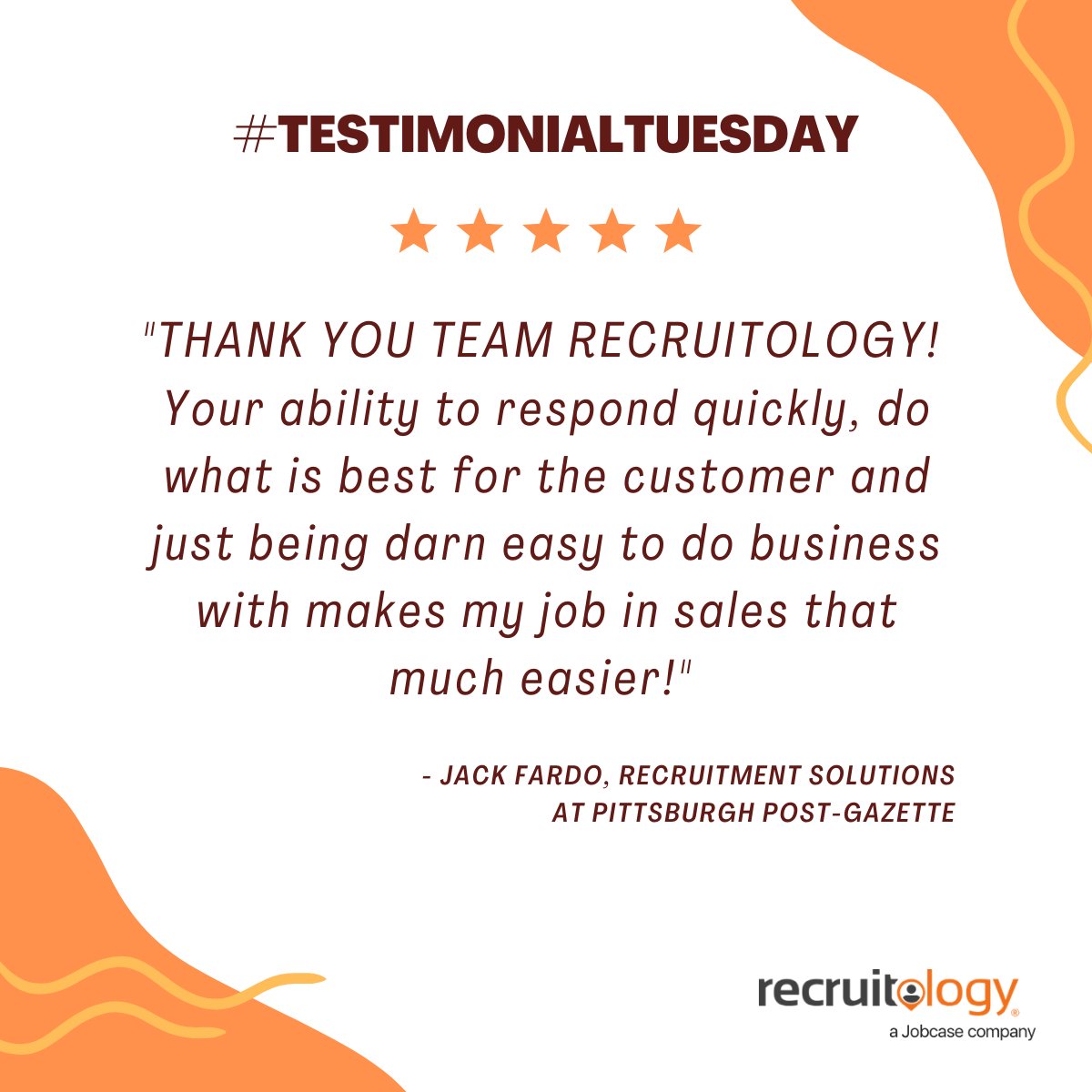 It's #TestimonialTuesday by Recruitology! When our partners succeed, we succeed! 🙌 🎉