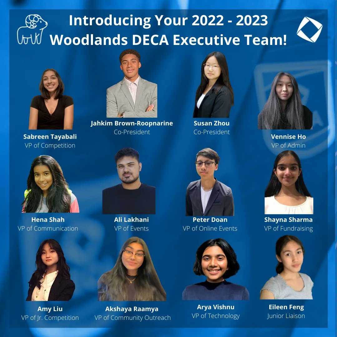 Congratulations to our Woodlands DECA Executive Team for 2022-2023! 
We're all looking forward to a great competitive season! 
Returning members registration will begin mid-August and new member registration will begin in September!
