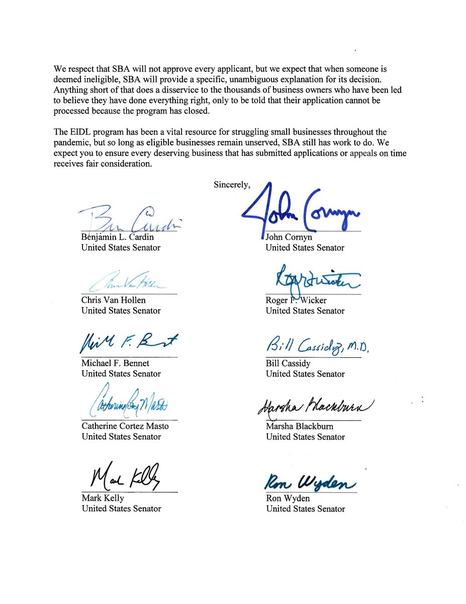 Sen_JoeManchin's tweet image. Given that many applicants have not received final consideration, we find it difficult to understand SBA's decision to stop processing requests that were submitted by the May 6th submission deadline. Read our full letter to @SBAgov Administrator @SBAIsabel: