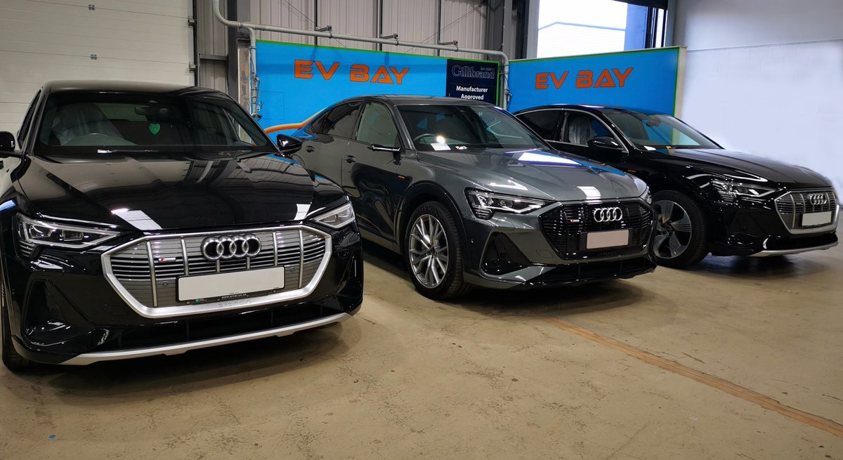 Three Audi e-trons ready for a battery health check, then we know all 96 cells are healthy and temperatures are fine. VAG system checks will also be completed and then the easy part; repairing the 🚘 to pre accident condition. #EV #AudiApproved #carbodyrepair