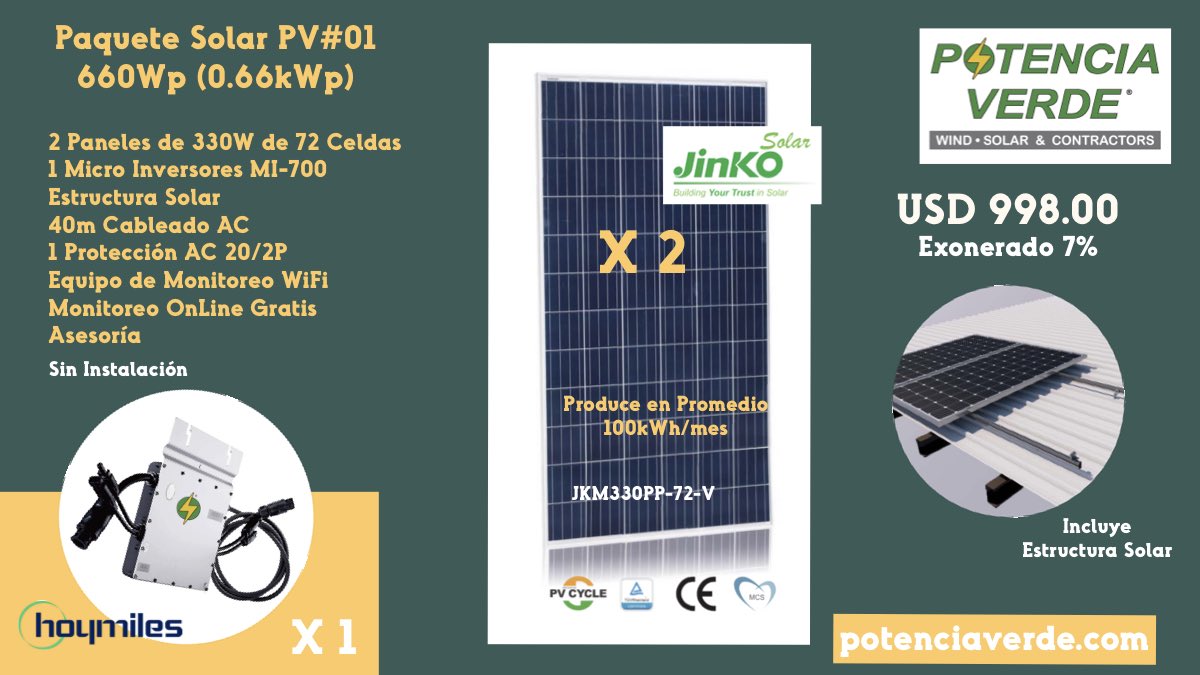 NanikSinghC's tweet photo. ☀️Paquetes Solares para conectar en tu Hogar y Oficina. Adquiere a la medida de tus necesidades. #GridTie #ConectadoalaRed #EnergíaSolar ⚡️
#PanelesSolares ☀️#PotenciaVerde✅
https://t.co/6Zp5MCCOlN https://t.co/kMsp4gTpaZ