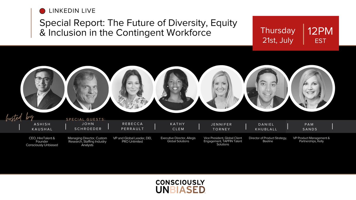 Consciously Unbiased (@consciouslyunb) on Twitter photo How can each of us advance belonging for ALL people in the workplace?
🔔Join Thurs 7/21 <a href="/12pm/">nour zohbi</a> ET for a #LinkedInLive on "The Future Of #Diversity, #Equity & #Inclusion In The #ContingentWorkforce."
➡️Follow for an alert when we're LIVE! 🔗bit.ly/3yULi4W How can each of us advance belonging for ALL people in the workplace?
🔔Join Thurs 7/21 <a href="/12pm/">nour zohbi</a> ET for a #LinkedInLive on "The Future Of #Diversity, #Equity & #Inclusion In The #ContingentWorkforce."
➡️Follow for an alert when we're LIVE! 🔗bit.ly/3yULi4W