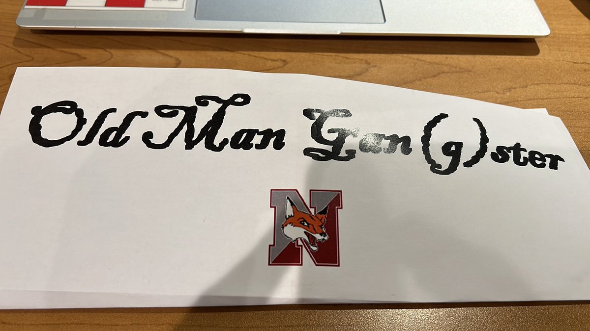 Twitter hiatus over. Thank you <a href="/JeffHamelinck/">Jeff Hamelinck</a> <a href="/HelloNewmanNCSD/">Mike Newman</a> @loray_nhs_ap for my new, distinguished nickname… OMG or Old Man Gangster. #wisdomoveryouth