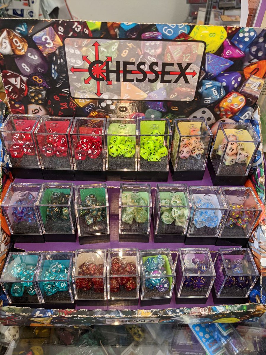 TychesGames's tweet photo. Chessex Mini-Polyhedral Sets fully restocked!  Come and get some small dice.  Easily portable, so you never need be without a set of dice!

#Dice #PolyDice #RPGs #TTRPGs #DnD #Pathfinder #SavageWorlds https://t.co/p36VCvjcfG