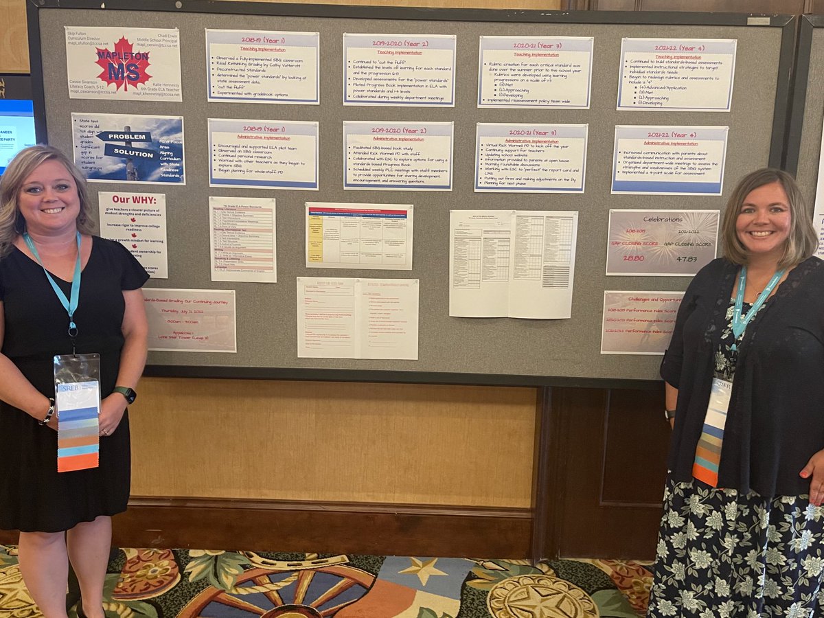 Come check out our session on Standards-Based Grading on Thursday Morning at 8am in the Lone Star Tower, Appaloosa 1! #SREBSummer #mapletonlocalschools