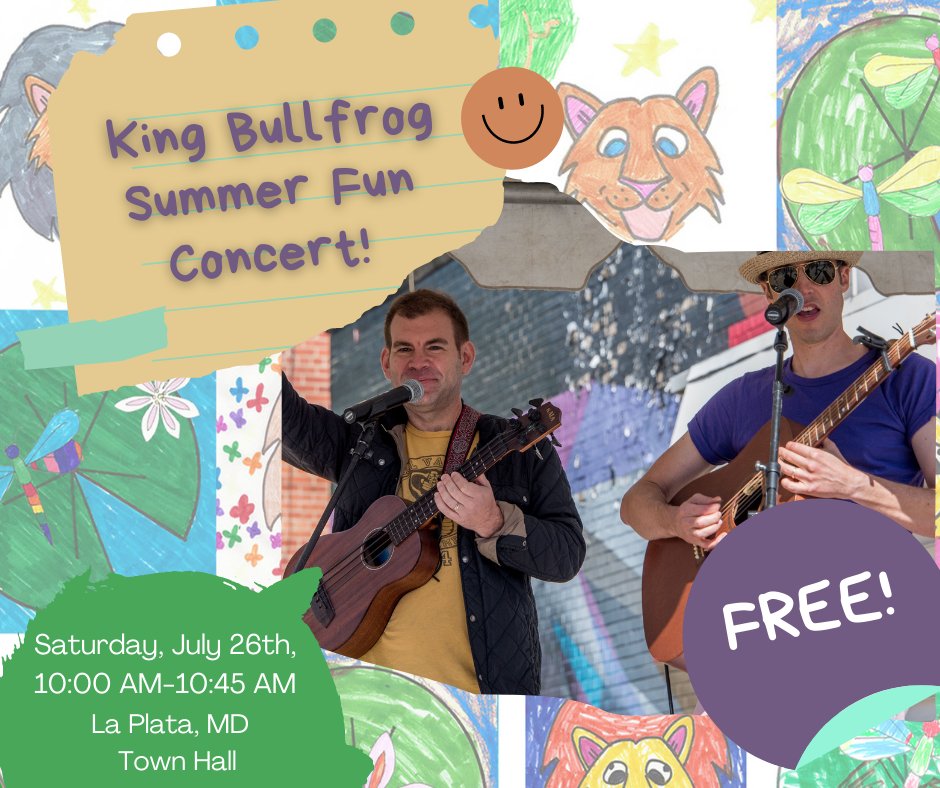 The Town of La Plata will host five summer shows for kids at Town Hall. The shows are geared towards preschool and elementary-age children and are approximately 45 minutes long. The shows are free and open to the public.