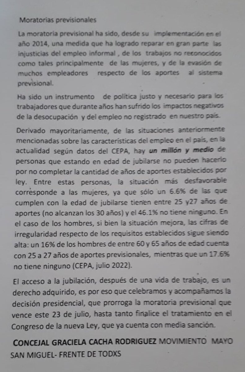 CachaRodriguez's tweet image. Sobre la moratoria provisional