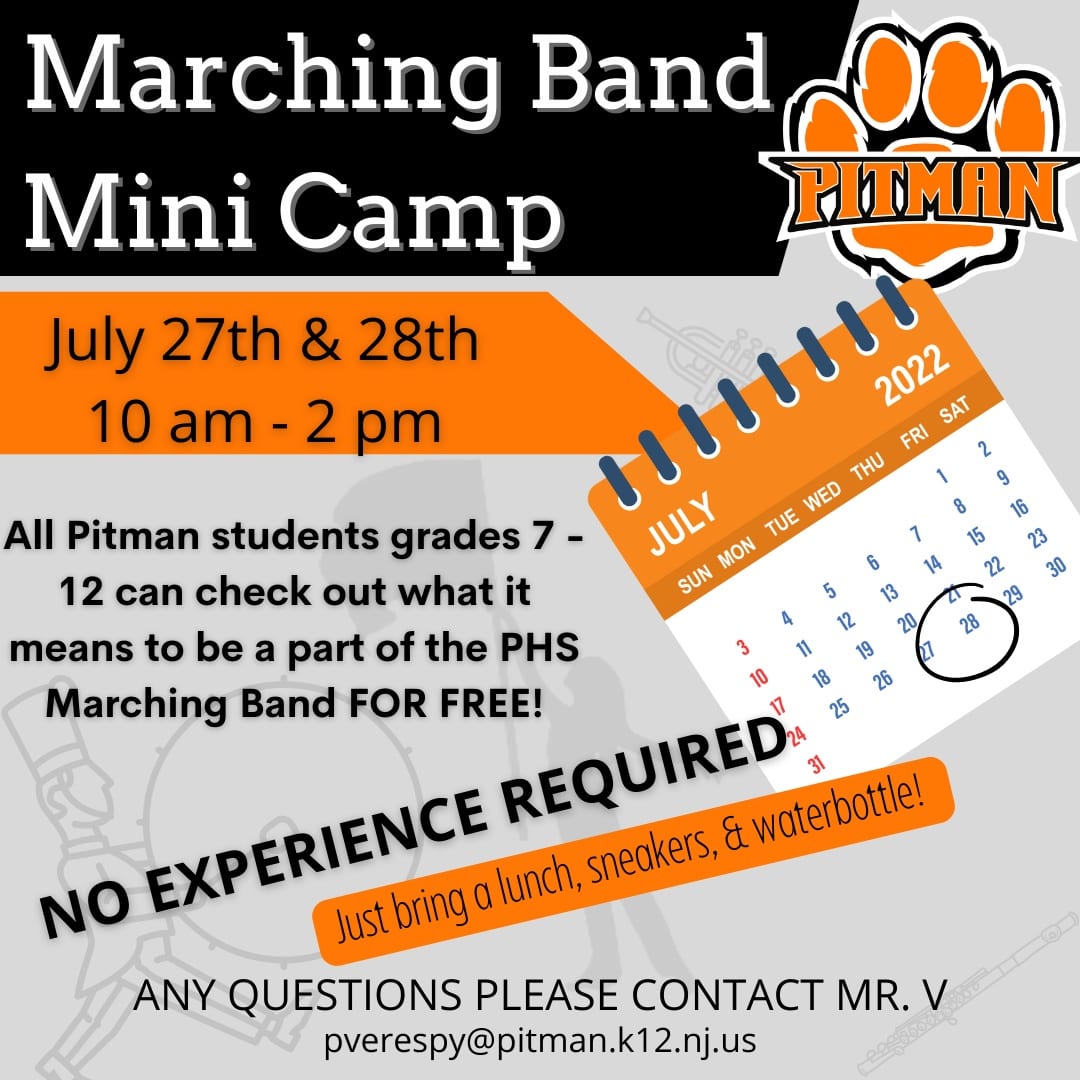 WE KICK OFF MARCHING BAND WITH MINI CAMP NEXT WEEK!