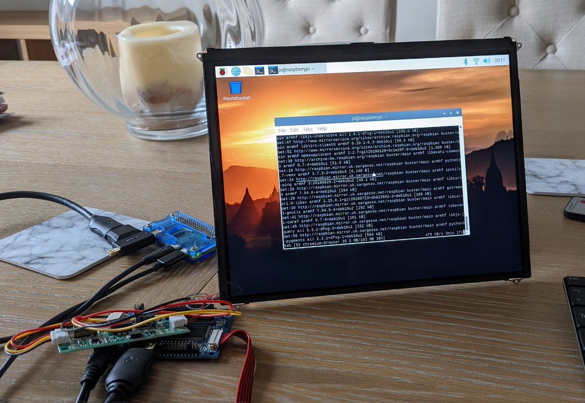 biomood's tweet photo. Next project! Scavenged a screen from a broken 2nd gen ipad, got a display board hooked upto a pi zero and going to make a magic mirror. Wanted to check that the display still worked after prying it out of the ipad https://t.co/pIsAzJWHoy