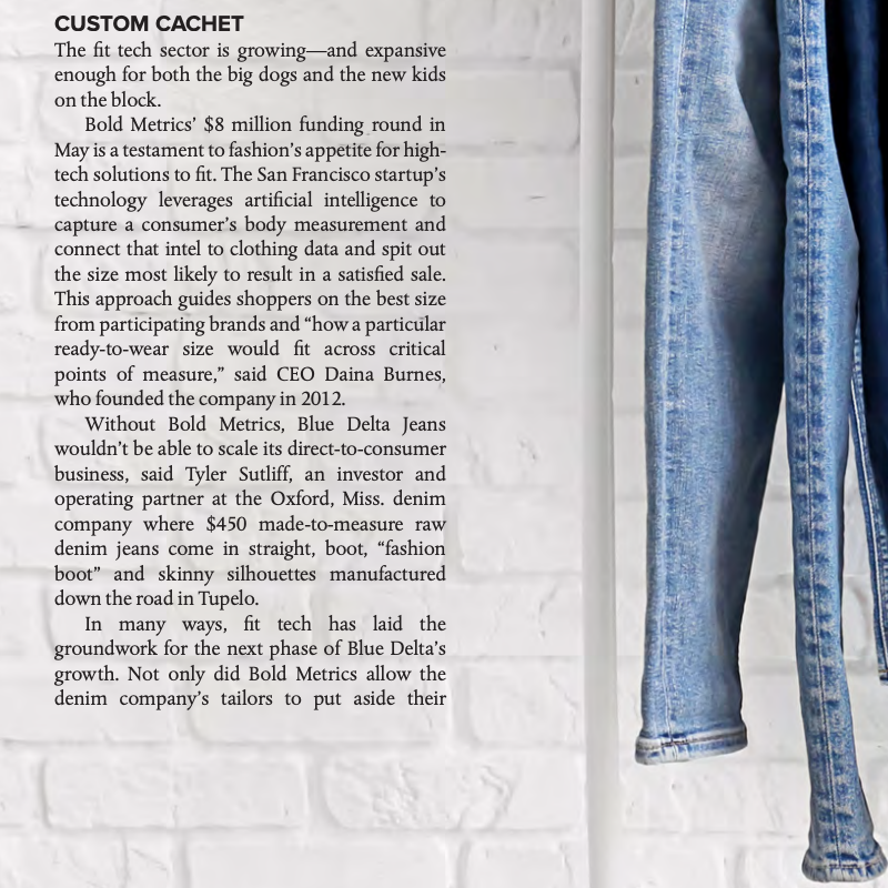<a href="/boldmetrics/">Bold Metrics</a> was featured in Sourcing Journal's #Rivet 💥

See how our solutions help brands like UpWest and <a href="/bluedeltajeans/">Blue Delta Jean Co.</a> unlock the power of body data to fix fit for #denim #jeans - notoriously one of the toughest clothing categories for fit and sizing.👖

#denim #FitMatters