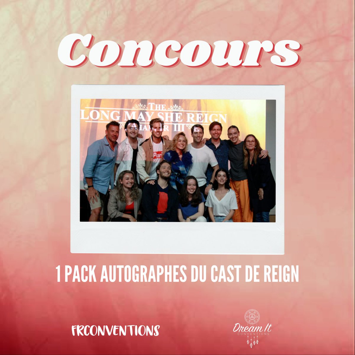 FrConventions's tweet image. [CONCOURS ANNIVERSAIRE]
Remportez un pack des autographes du cast de Reign signé à la #LMSR2 ! Pour cela :
- RT ce tweet
- Follow @DreamitCon + @FrConventions
- Follow notre chaîne Youtube : youtube.com/c/FrConventions + commente cette vidéo : youtube.com/watch?v=XwJIMs…

TAS : le 31/07