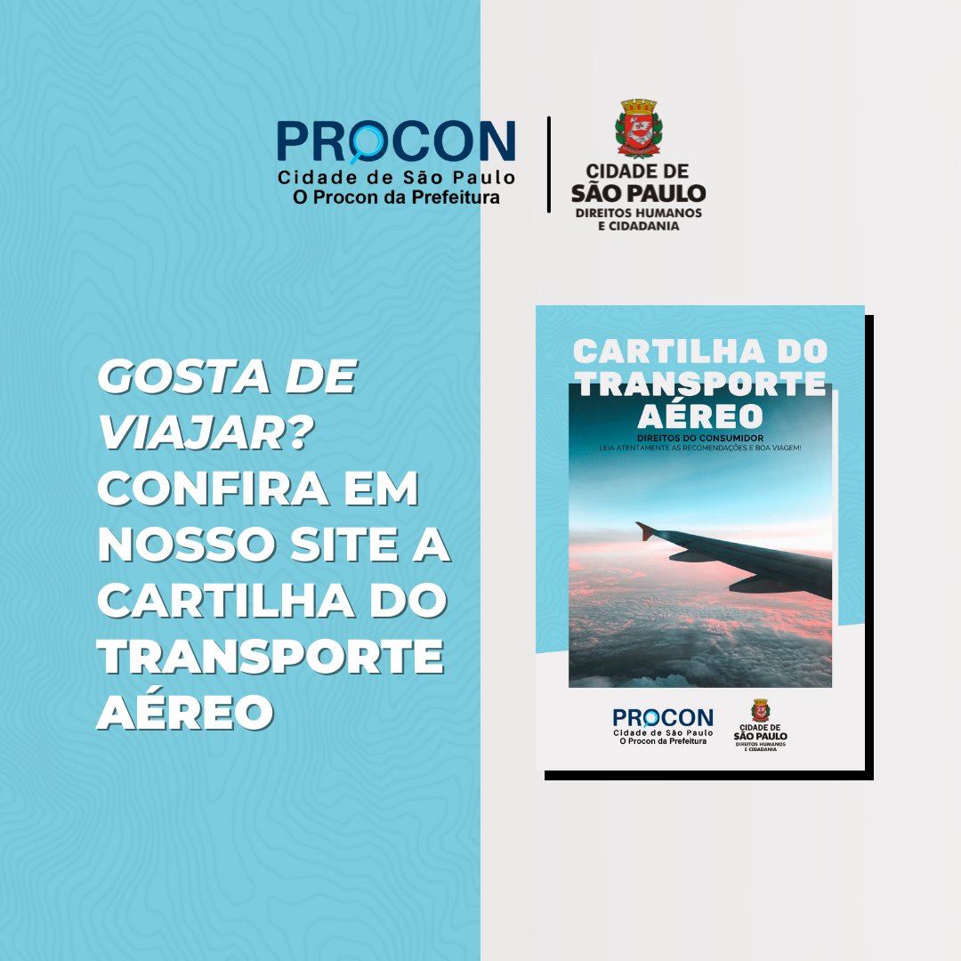 proconCidadeSP's tweet photo. Gosta de viajar?
Acesse https://t.co/oUiPOwvl9v e saiba mais!
#cartilha #viajar #viagem #avião #aeroporto #anac #voar #passagem #lei #procon #direitodoconsumidor #consumidor #saopaulo #proconsp #dica #CDC #codigodedefesadoconsumidor https://t.co/KwKZcrysGp