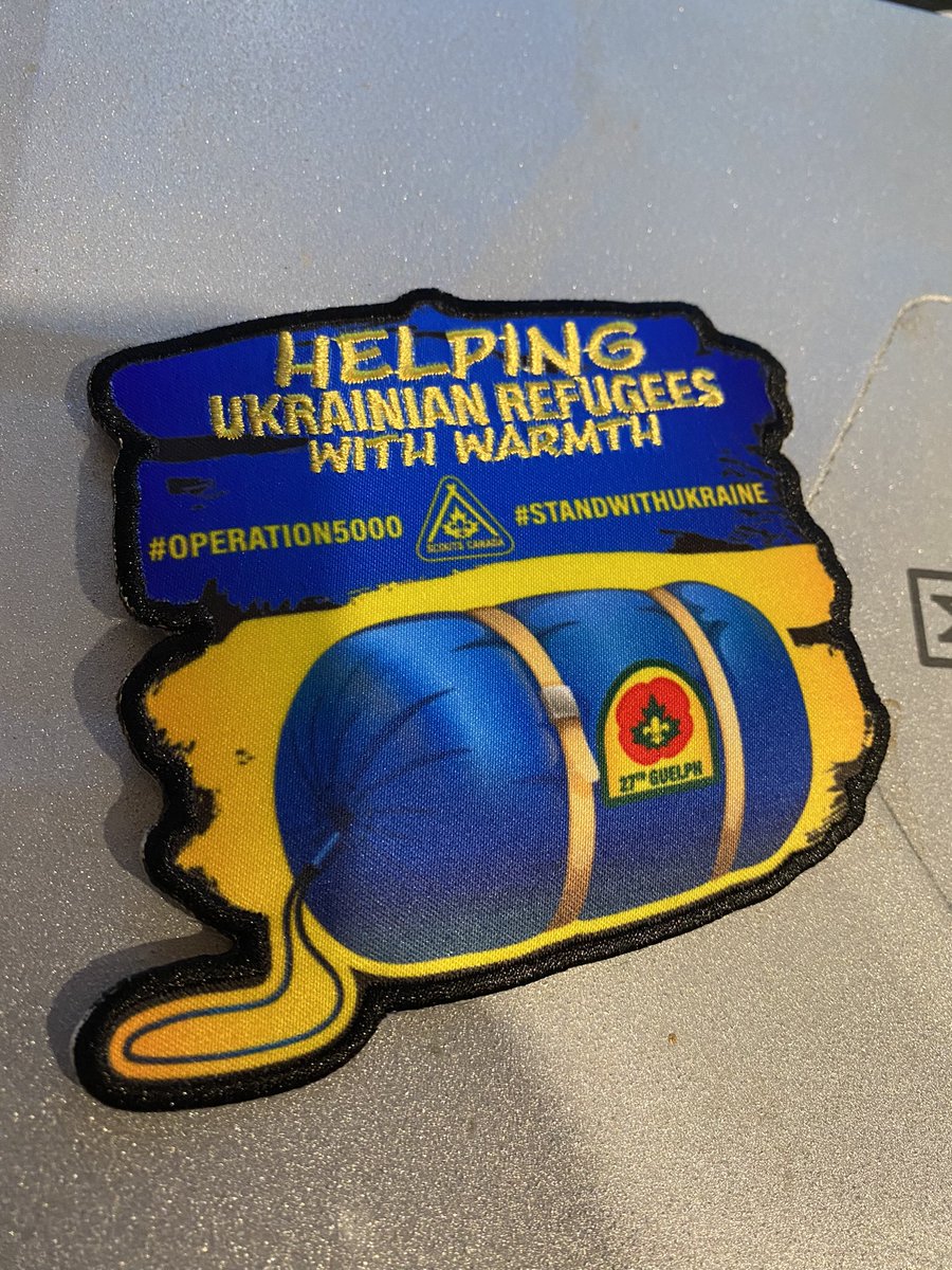 Pitmanme's tweet photo. Xavier’s crests have arrived! Took a bit longer as he worked on a few more preorders so thanks for all the patience. He is camping this week but hope to get all the orders in the mail next week.
#operation5000 #StandWithUkarine #ChiefScout #27thGuelph @scoutscanada https://t.co/M8sdMFgwLz