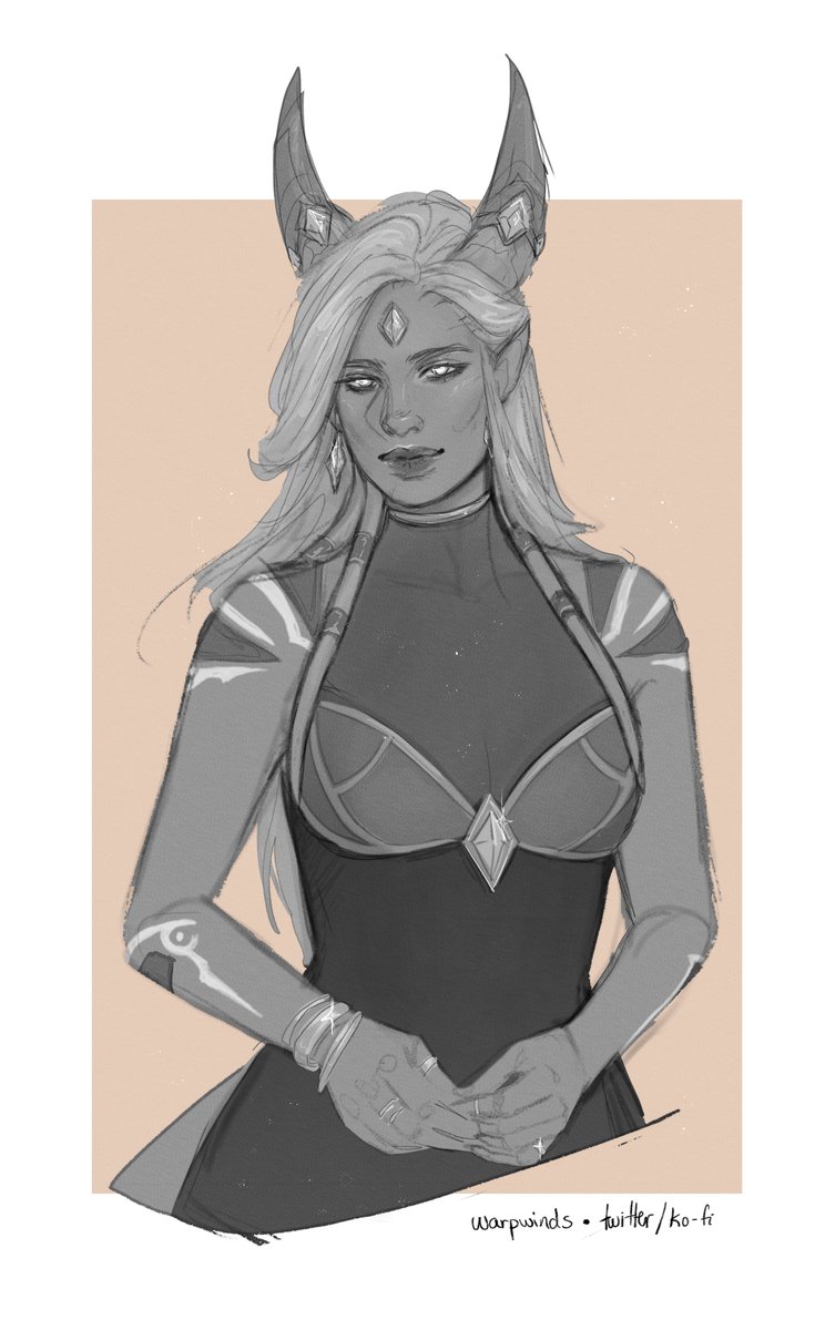 B&W sketch for @PalitaniaArt of their beautiful lightforged lady! Thank you again - draenei are my favorite race despite having 768,734,628 elves in WoW :3 🌌🐐
#WorldOfWarcraft #draenei
