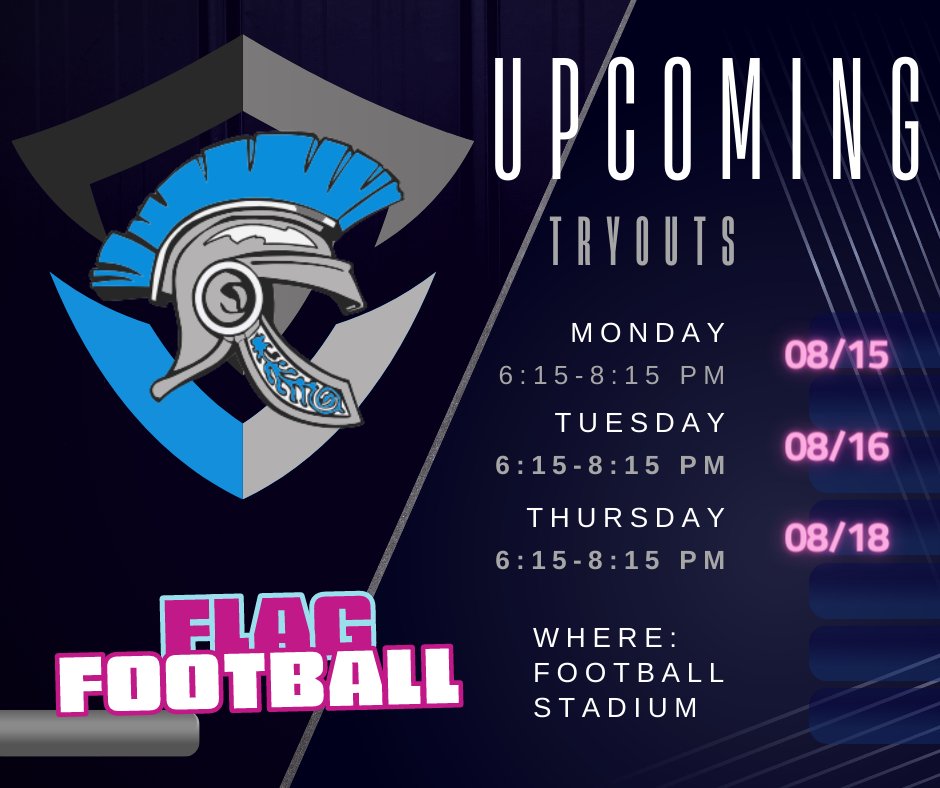 **RETWEET THIS*** MORE INFO COMING SOON!
FOR TRYOUTS:  NO POCKETS ON PANTS OR SHORTS
PLASTIC CLEATS (OR GYM SHOES)
A winning attitude