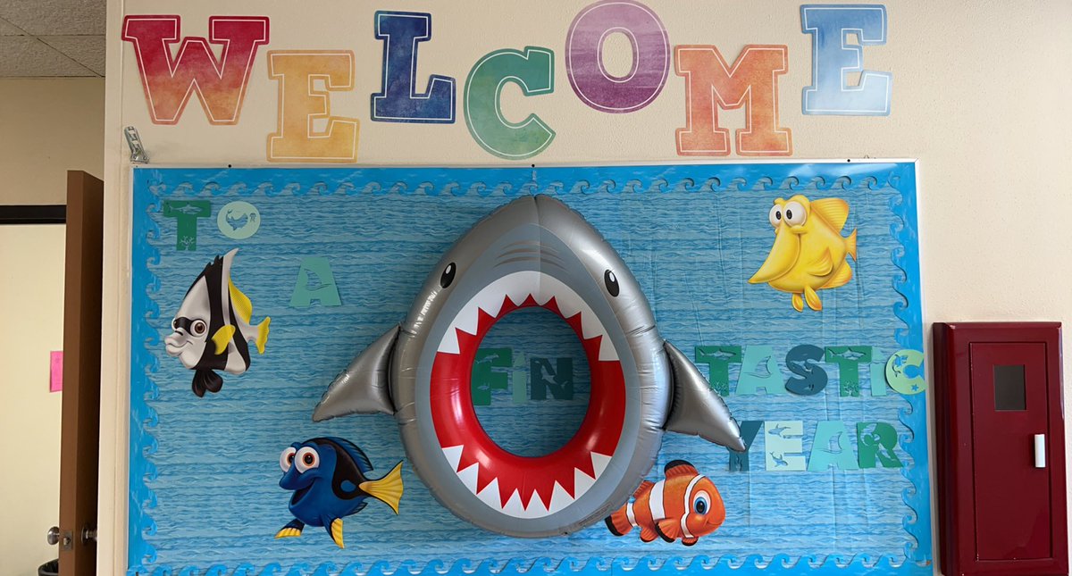 Day 2 consisted of T-Tess overview and then I was off to finish my welcome 🤗 bulletin board! Ready to wish my kids a  “Fin-tastic” 🦈 year! #IAmASanEliChampion #SanEliNation #Communityofchampions #bulletinboard
