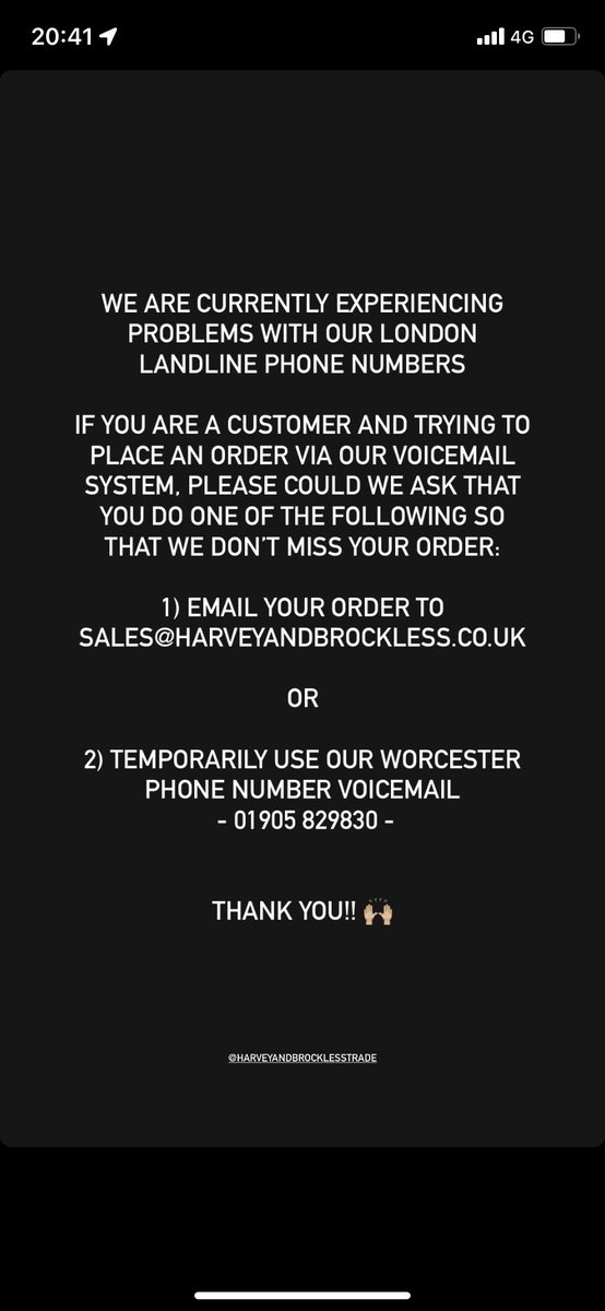 If you are trying to reach us via our London phone number to place an order through our voicemail, please read the below! Thank you 🙌🏼🙏🏼