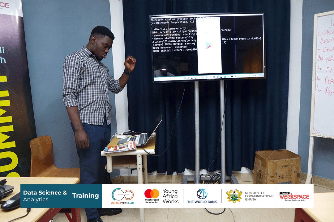 DuapaWerkspace's tweet image. DAY 5 - DATA SCIENCE &amp;amp; ANALYTICS TRAINING
Our trainees were today introduced to Python as a Data Science tool, they looked at Variables, Data types, List, Tuples and Dictionaries in Python.

#GTLImpact #DataScienceAnalytics #DuapaImpact