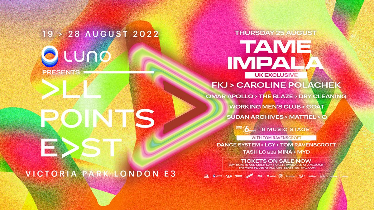 LONDON! Full @allpointseastuk lineup announced. Tickets on sale now: apefe.st/tametix