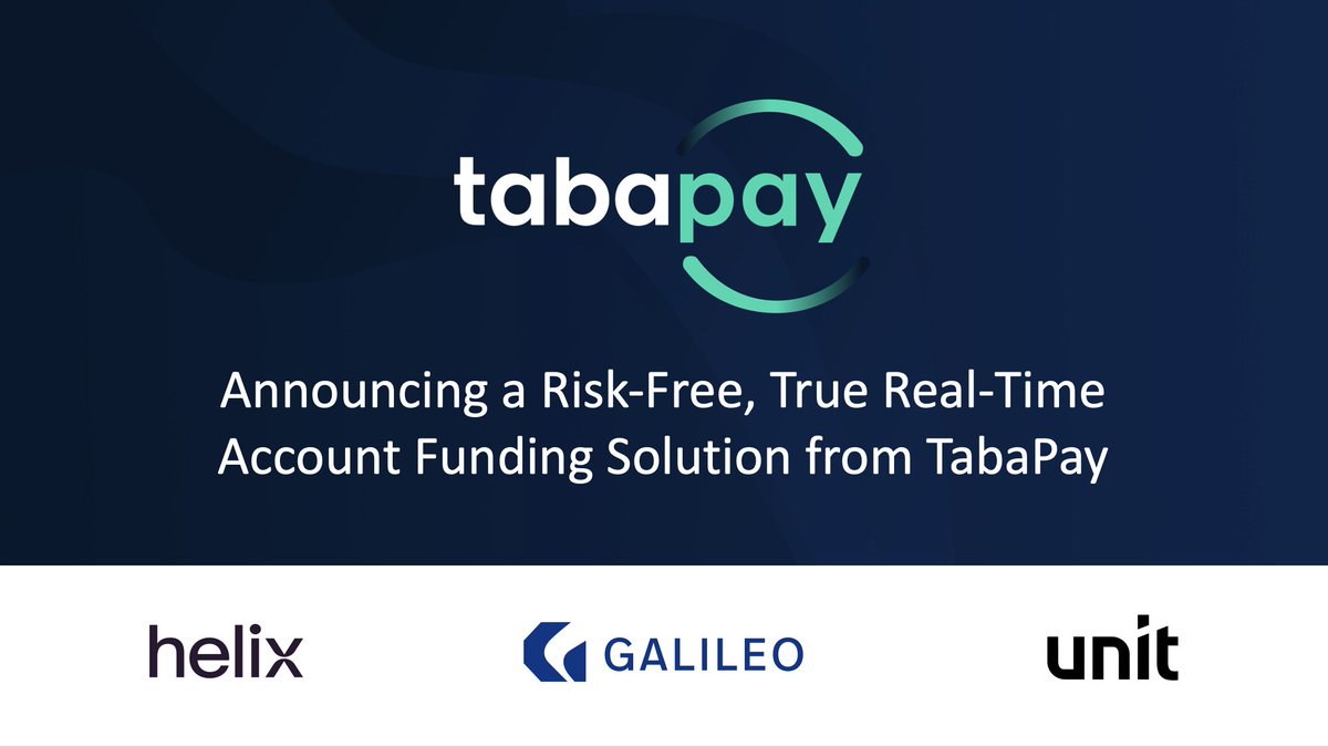 We are excited to announce a true real-time account funding solution with <a href="/GalileoFintech/">Galileo Financial Technologies</a>,  <a href="/unit_co_/">Unit</a>, and <a href="/helixbyq2/">Helix by Q2</a> where #Fintechs can leverage frictionless instant account funding experiences to drive customer loyalty and improve bottom lines. 
tabapay.com/news.html