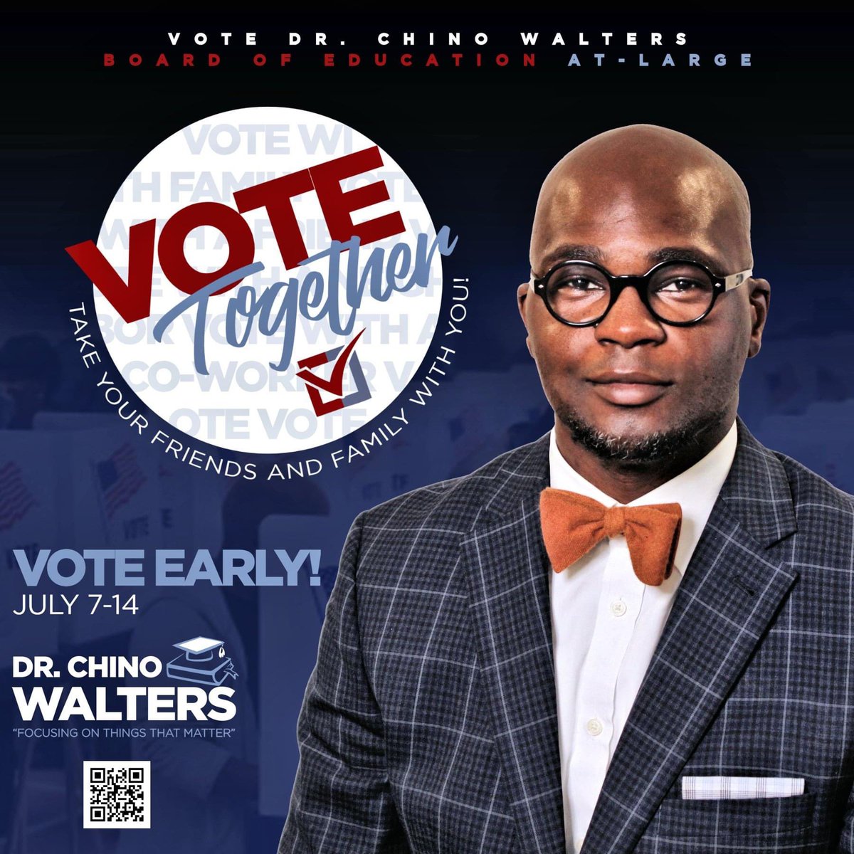 Charles County, Maryland, today is the day! Make your voices heard at the polls and vote for Chino Walters for Charles County Board of Education At-Large. (Authorized by Friends of Chino Walters)
#walters4ccboe #FocusingOnThingsThatMatter #CCBOE #CCPS #AtLarge #Vote #Education
