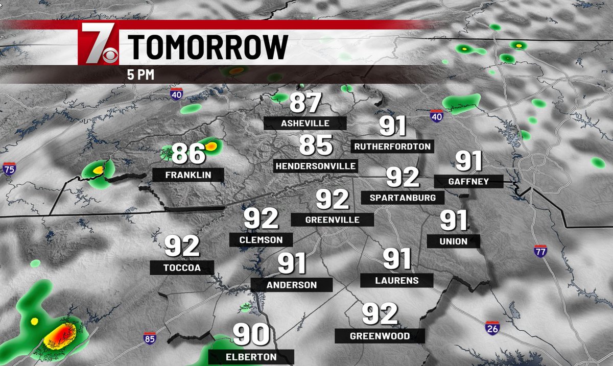 Hot and humid Wednesday with the mandatory hit-and-miss afternoon summer storms possible.  One difference: a slowly moving trough of low pressure may be enough to instigate a few random areas of showers later tonight into morning as well.
