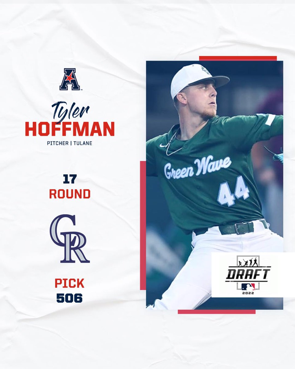 American_BSB's tweet photo. .@GreenWaveBSB pitcher @TylerHoffman13 is headed to the @Rockies with the 506th pick. https://t.co/eZTAdo0Zys