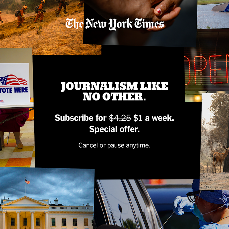 nytimes's tweet photo. Benefit from unlimited access to news and analysis at this special rate.