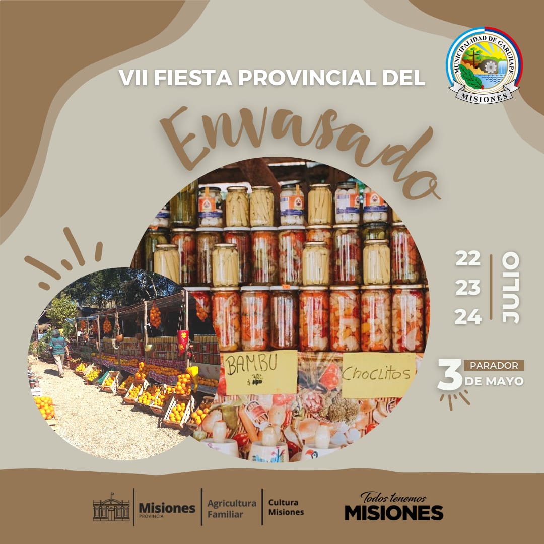 arruajm's tweet photo. Garuhapé se prepara para la VII Fiesta Provincial del Envasado. 

El Paarador 3 de Mayo será el espacio donde, 22, 23 y 24 de julio, productores regionales, artesanos y gastronómicos, pondrán a disposición de un verdadero festival de sabores.

#Misiones 
#VacacionesDeInvierno https://t.co/SbUgvn187n