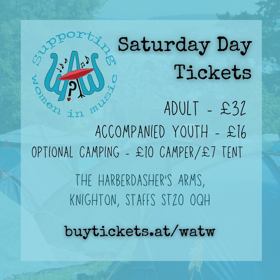 Day Tickets for Saturday!! 
Get buying yours, there's a limited amount and online sales close soon! 
#womeninart #equalitymatters #equalityforall #womeninmusic #whereartthewomen #equality #womeninarts #livemusic #festival #staffordshire #stafford #womensupportingwomen