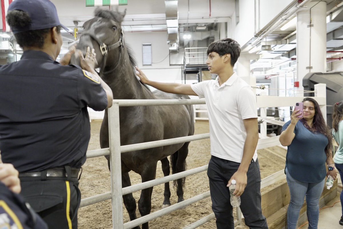 NYPDCommAffairs's tweet photo. Today the Community Affairs Bureau hosted a visit for our Deaf and Hard of Hearing employees to meet our Mounted Unit 🐴 https://t.co/SDpzpAlilg