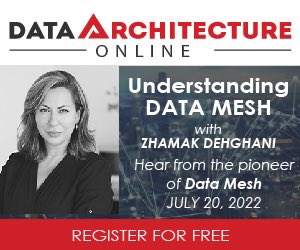 zhamakd's tweet image. Join me at a free online architecture event tomorrow. I’ll cover a few of the ignored, misunderstood and yet essential aspects of Data Mesh architecture. Join me here: content.dataversity.net/2022DAORegistr… #datamesh