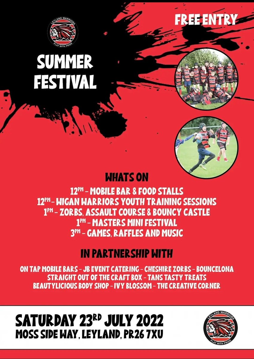 LWRC1993's tweet photo. Remember this Saturday @LWRC1993 summer festival from midday 23rd July . Plenty to see and do @WiganWarriorsCF will be there , a few special guests , plus stalls , food , Beer ect  , come down and have some fun https://t.co/pnNoHjjPQu