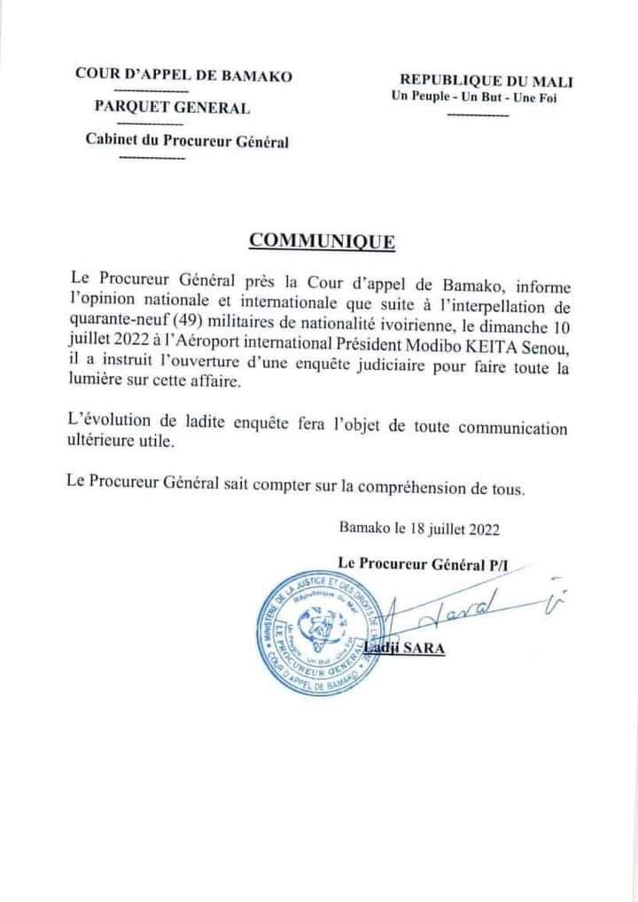 sergedanielinfo's tweet image. #Mali-Cote d&apos;ivoire / Affaire des 49 militaires ivoiriens