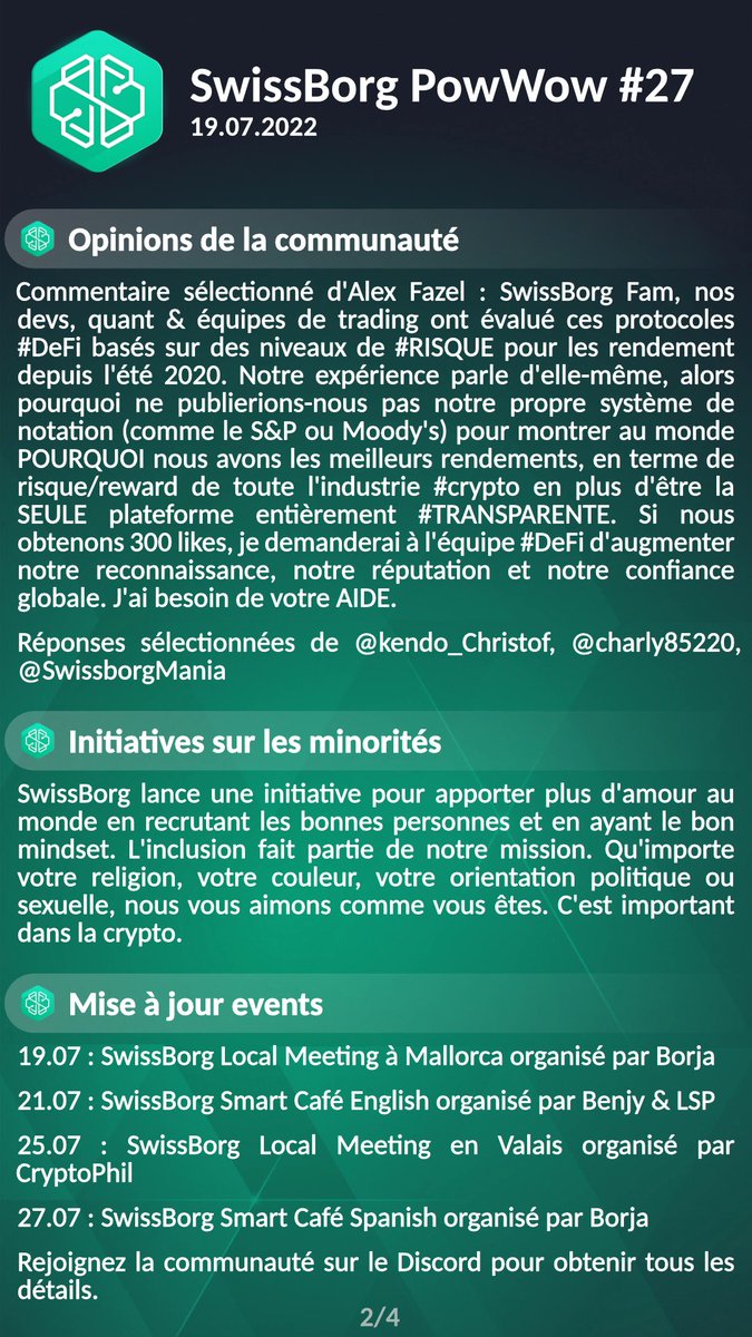 nicokonut's tweet photo. #SwissBorg PowWow #27 (🇫🇷 recap) - 19.07.2022
#WeAreSwissBorg $CHSB #CHSB #BTC #ETH #Yodl #NousSommesSwissBorg

Shout-out à @reivaax 💚 https://t.co/kMLqxEDtTq