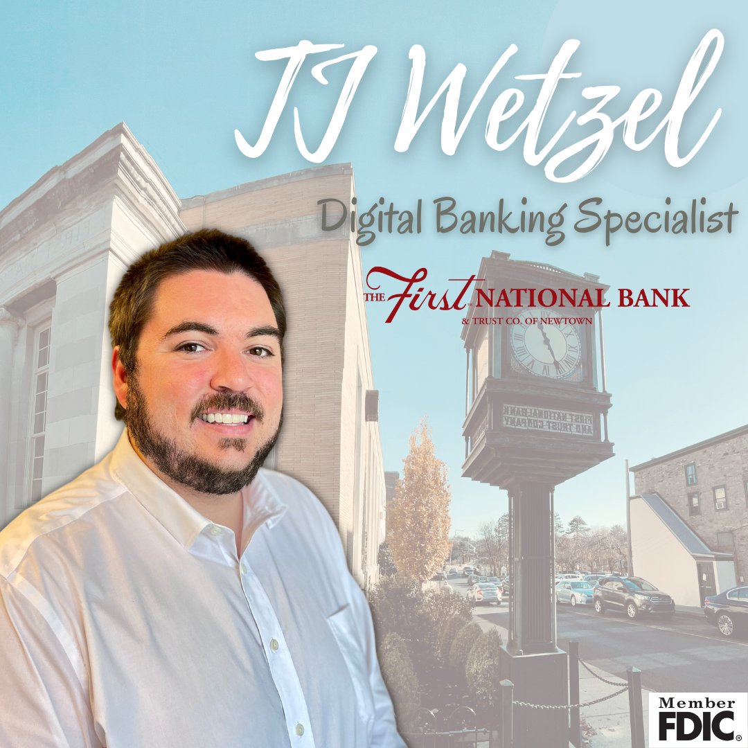 FNBNewtown's tweet photo. ⭐EMPLOYEE PROMOTION🌟
TJ Wetzel, Digital Banking Associate, has been promoted to Digital Banking Specialist. Please join us in congratulating TJ on his promotion!
#employeepromotion #fnbn #newtownpa https://t.co/oG7rKj4ZxF