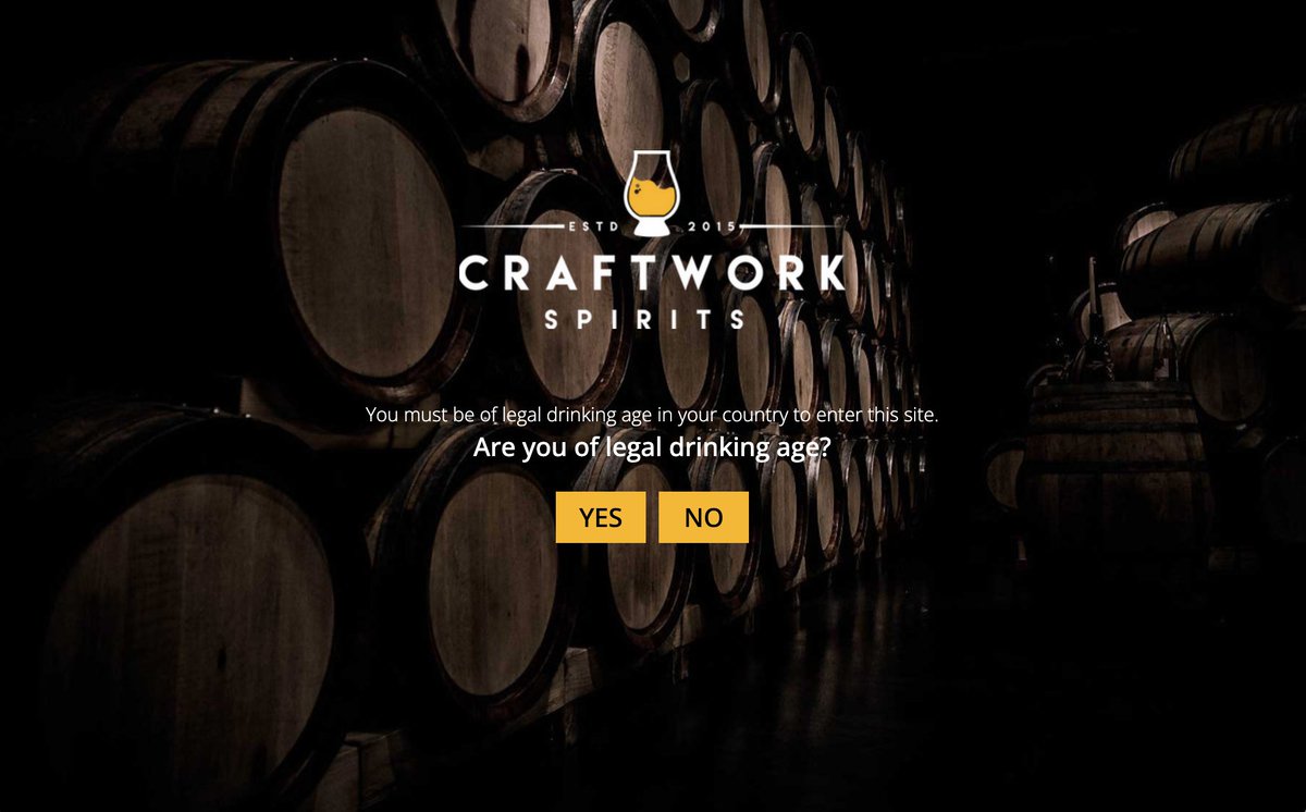 Check out the custom age gate we built for craftworkspirits.com featuring their stunning barrel backdrop.

#Canada #agegate #ageverification #ageverify #spirits #cocktails #alcohol #wix #wixwebsite #distillery #distilleries #whisky #whiskey #rum #vodka #tequila #gin 🇨🇦 🍹 🍸